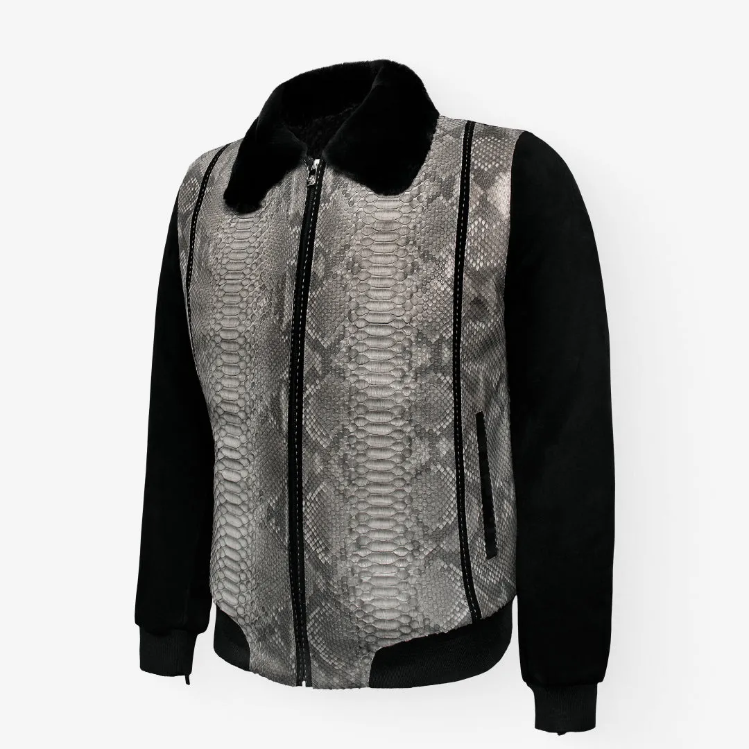 Suede & Full Body Python Leather Flight Jacket