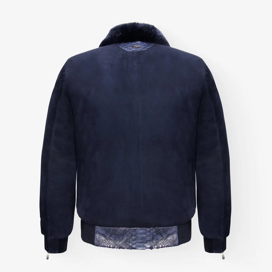 Suede & Full Body Python Leather Flight Jacket