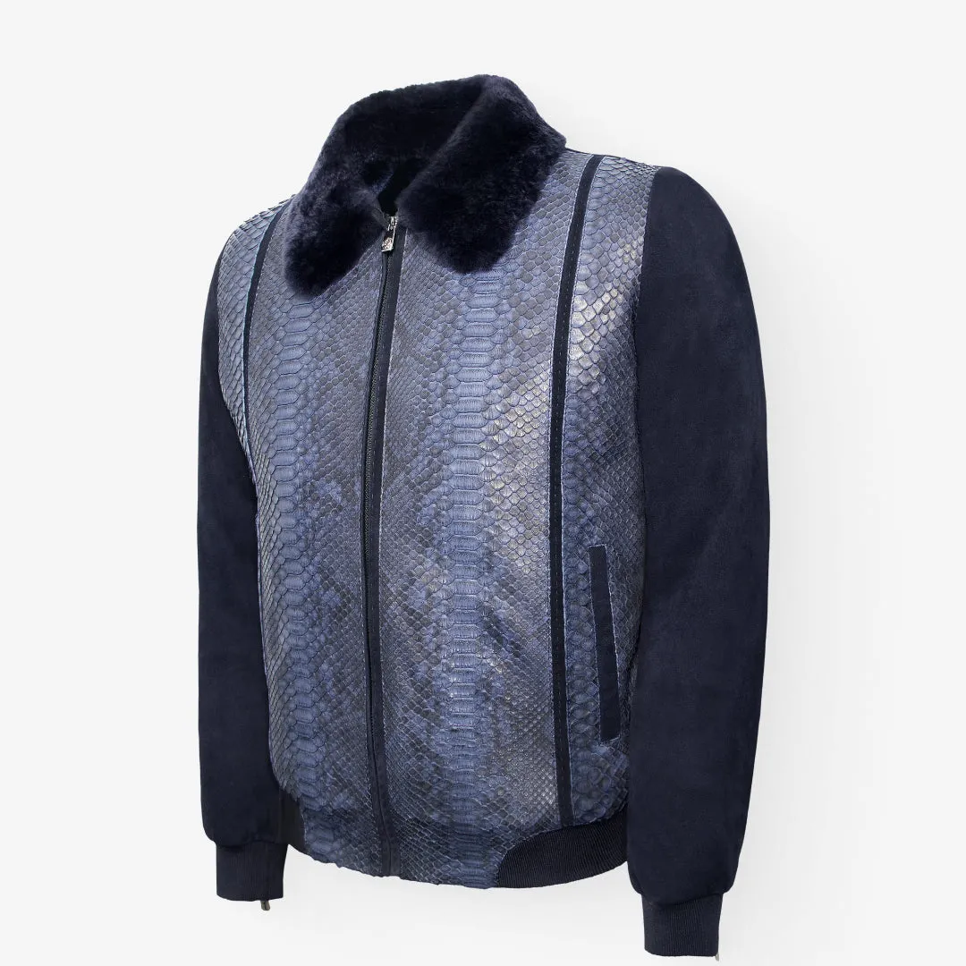 Suede & Full Body Python Leather Flight Jacket