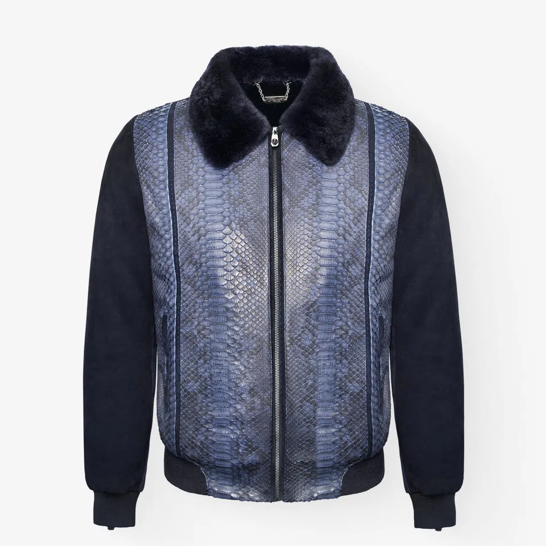 Suede & Full Body Python Leather Flight Jacket
