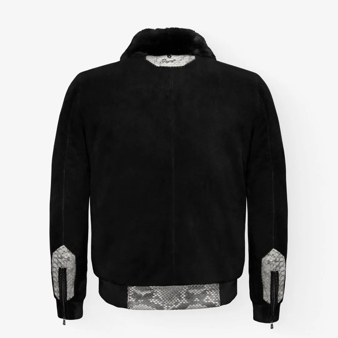 Suede & Full Body Python Leather Flight Jacket