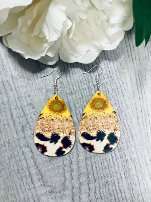 Sunflower Wooden Earrings
