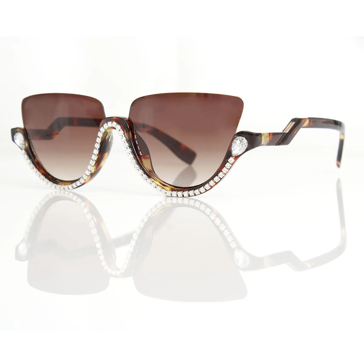 Sunglasses Half Frame Tortoiseshell Eyewear