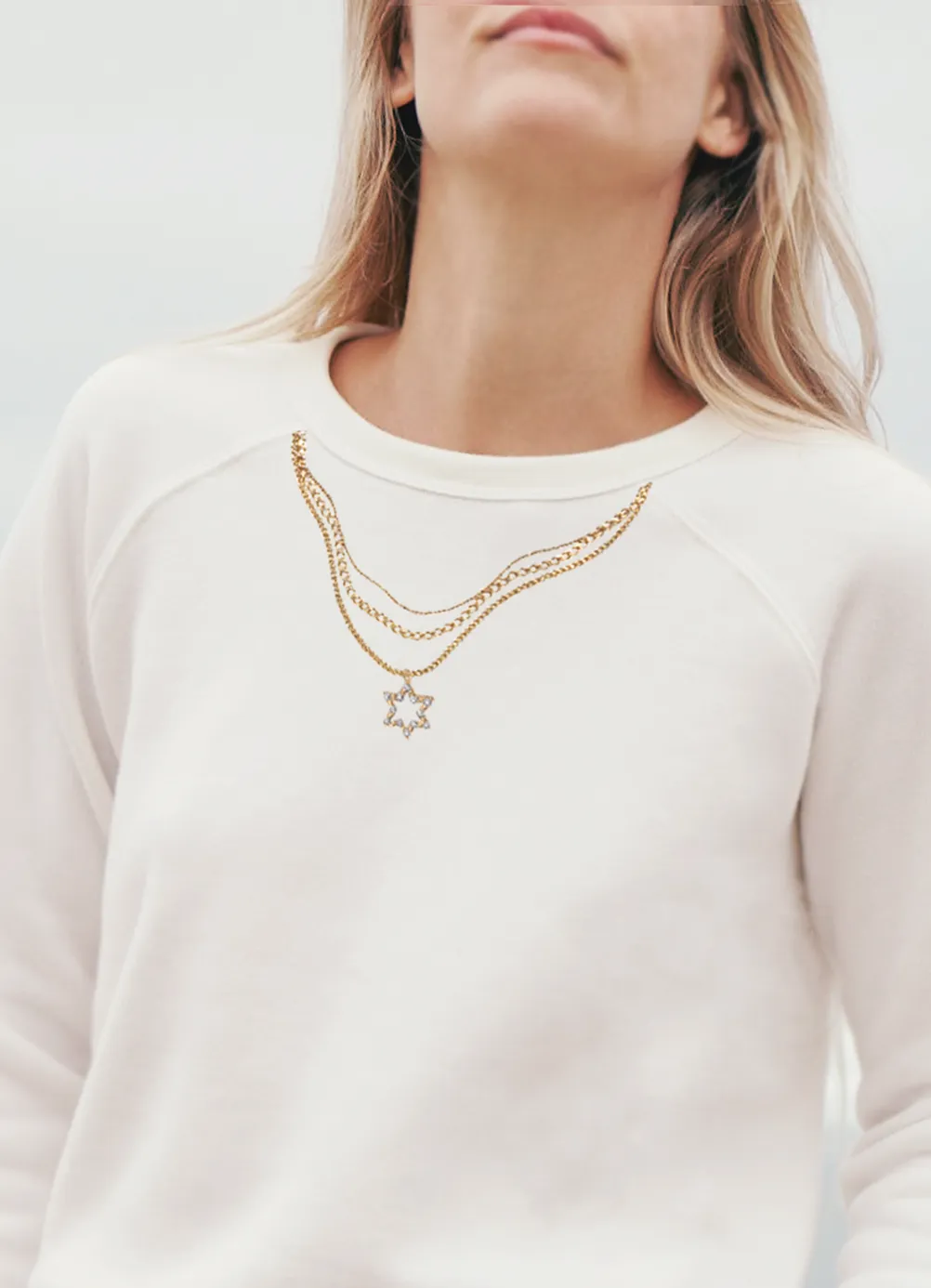 Support Israel Women's Classic Star of David Charm Necklace Pullover