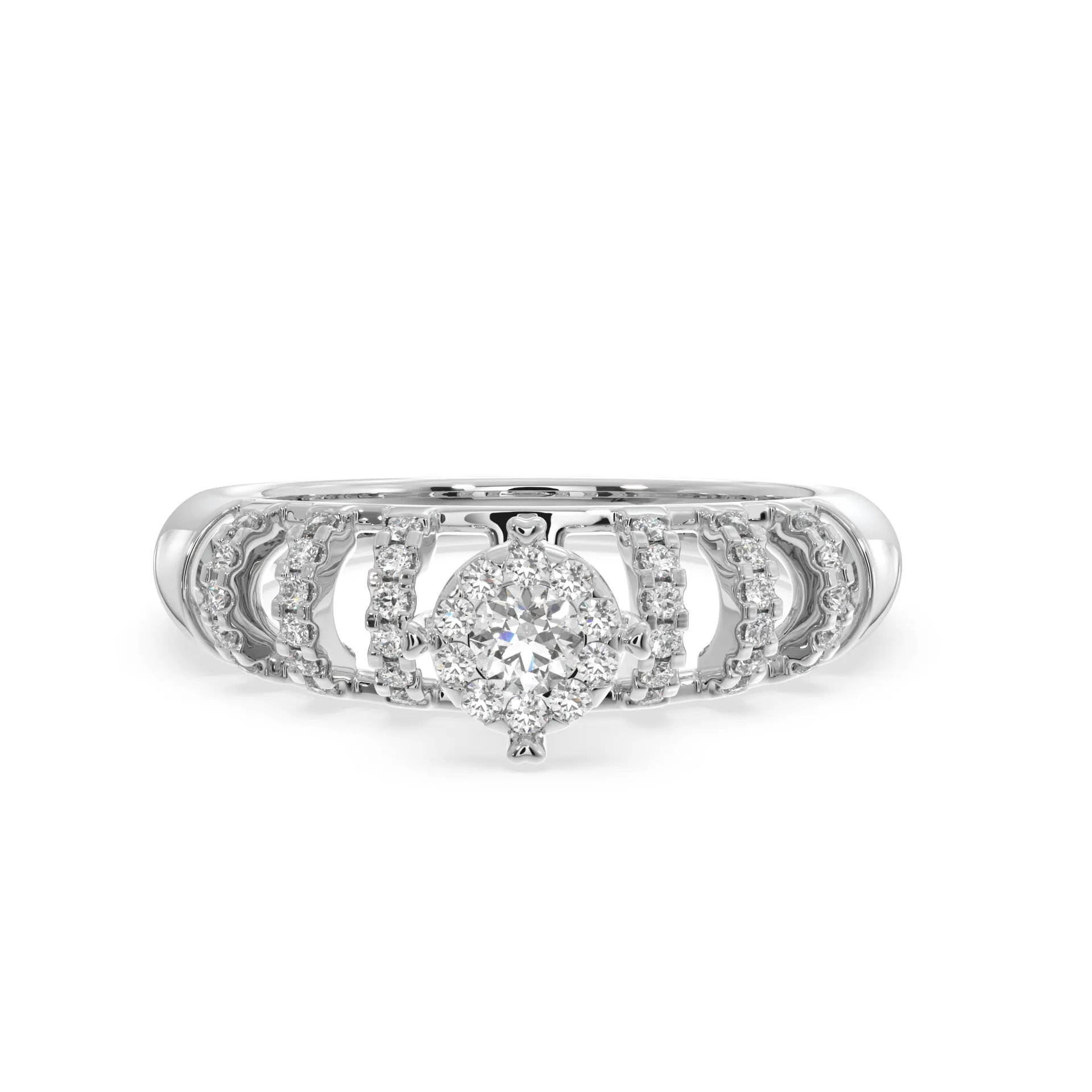 SY Women's Ring in Gold, Cathedral Solitaire