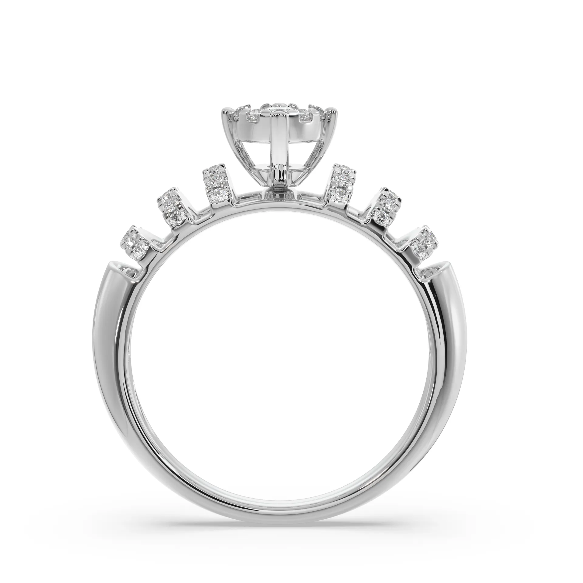 SY Women's Ring in Gold, Cathedral Solitaire