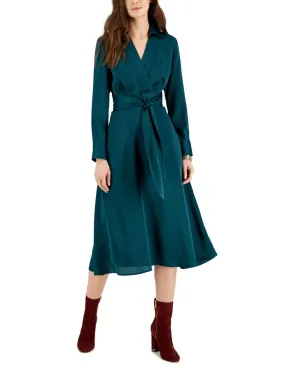 Tahari Asl Women's Hammered Satin Midi Dress 2CM158-T2 Cedar Green 8
