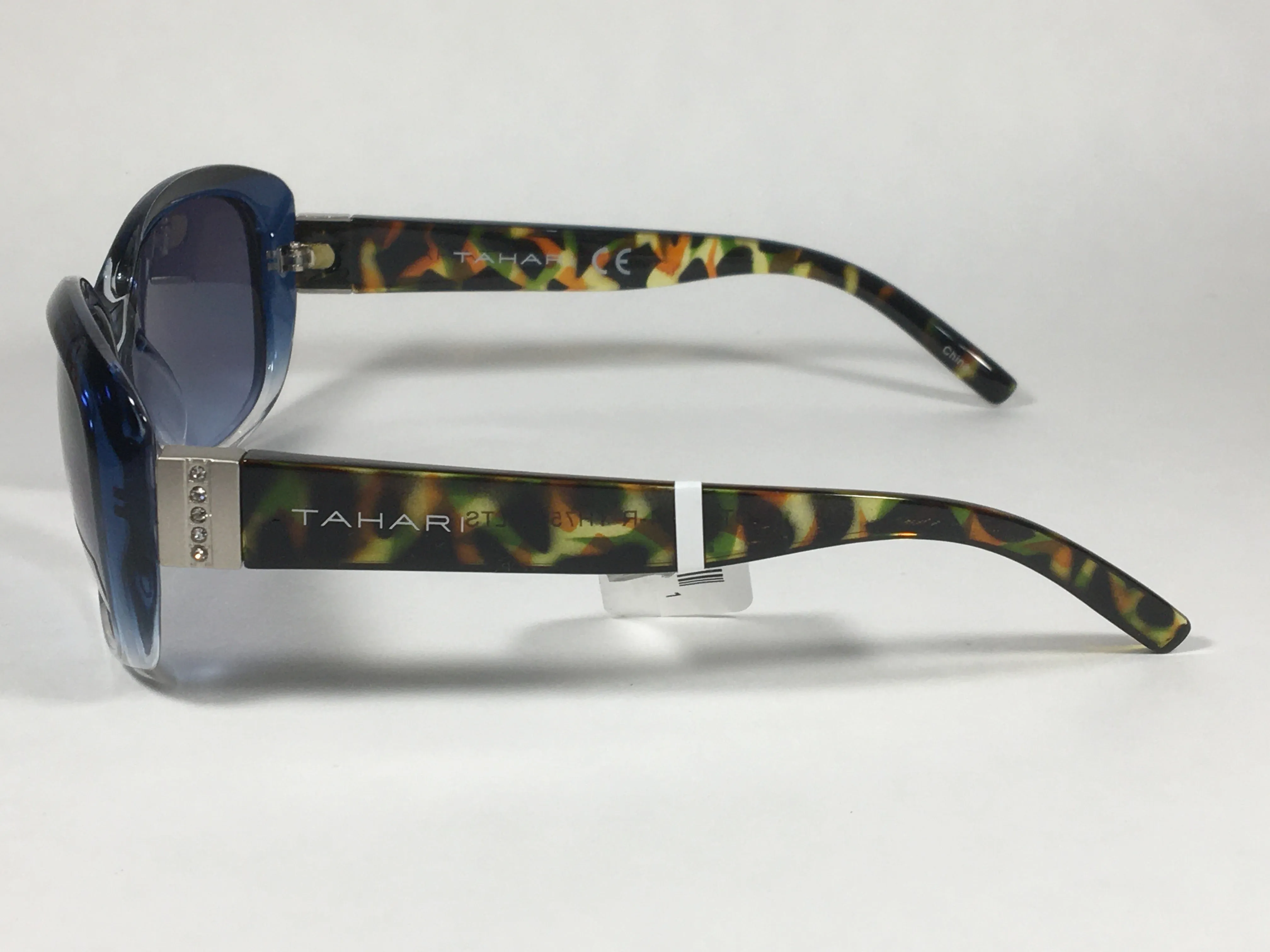 Tahari Oval Sunglasses Blue And Tortoise Frame Blue Lens TH754 BLTS