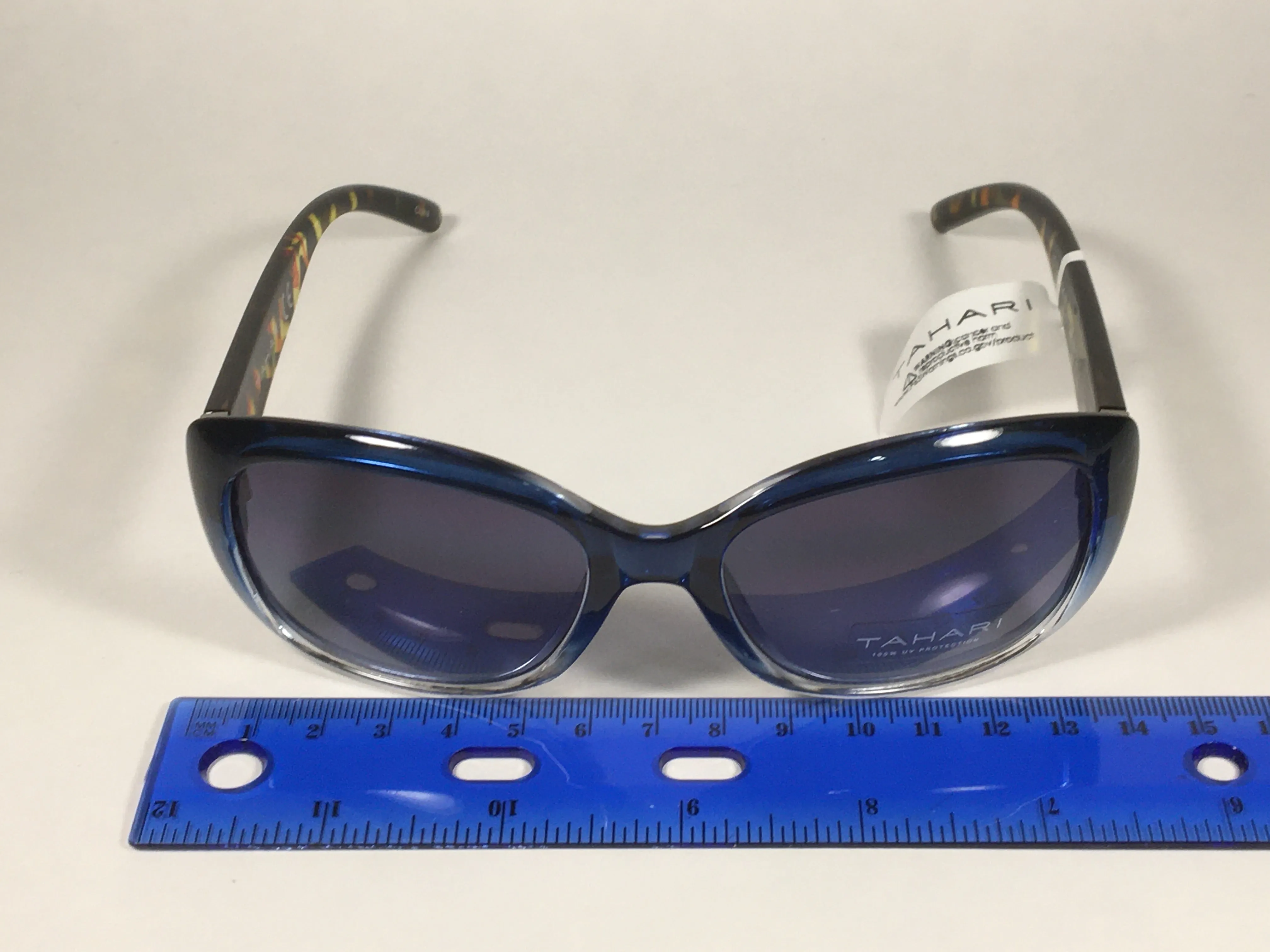 Tahari Oval Sunglasses Blue And Tortoise Frame Blue Lens TH754 BLTS