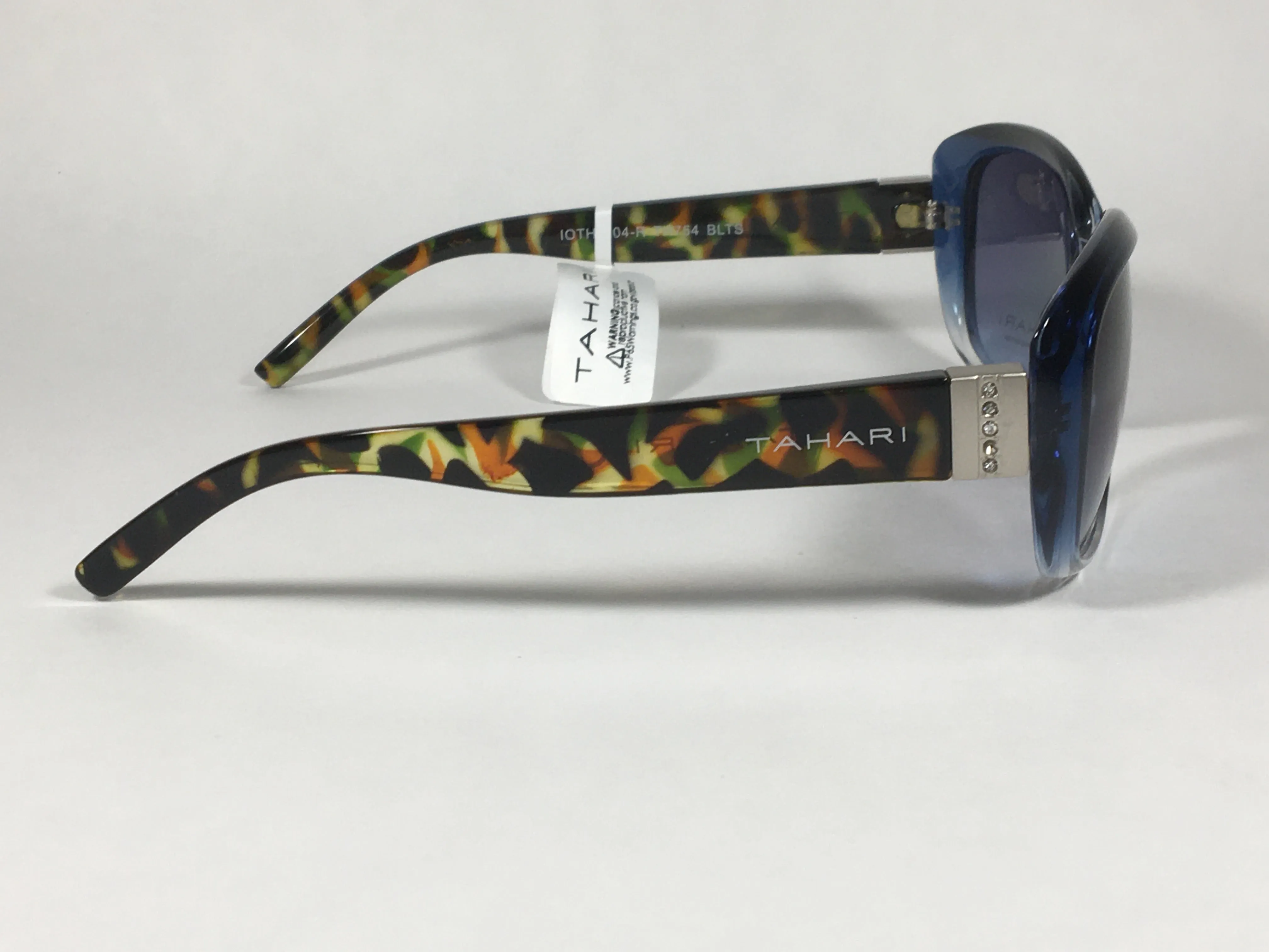 Tahari Oval Sunglasses Blue And Tortoise Frame Blue Lens TH754 BLTS