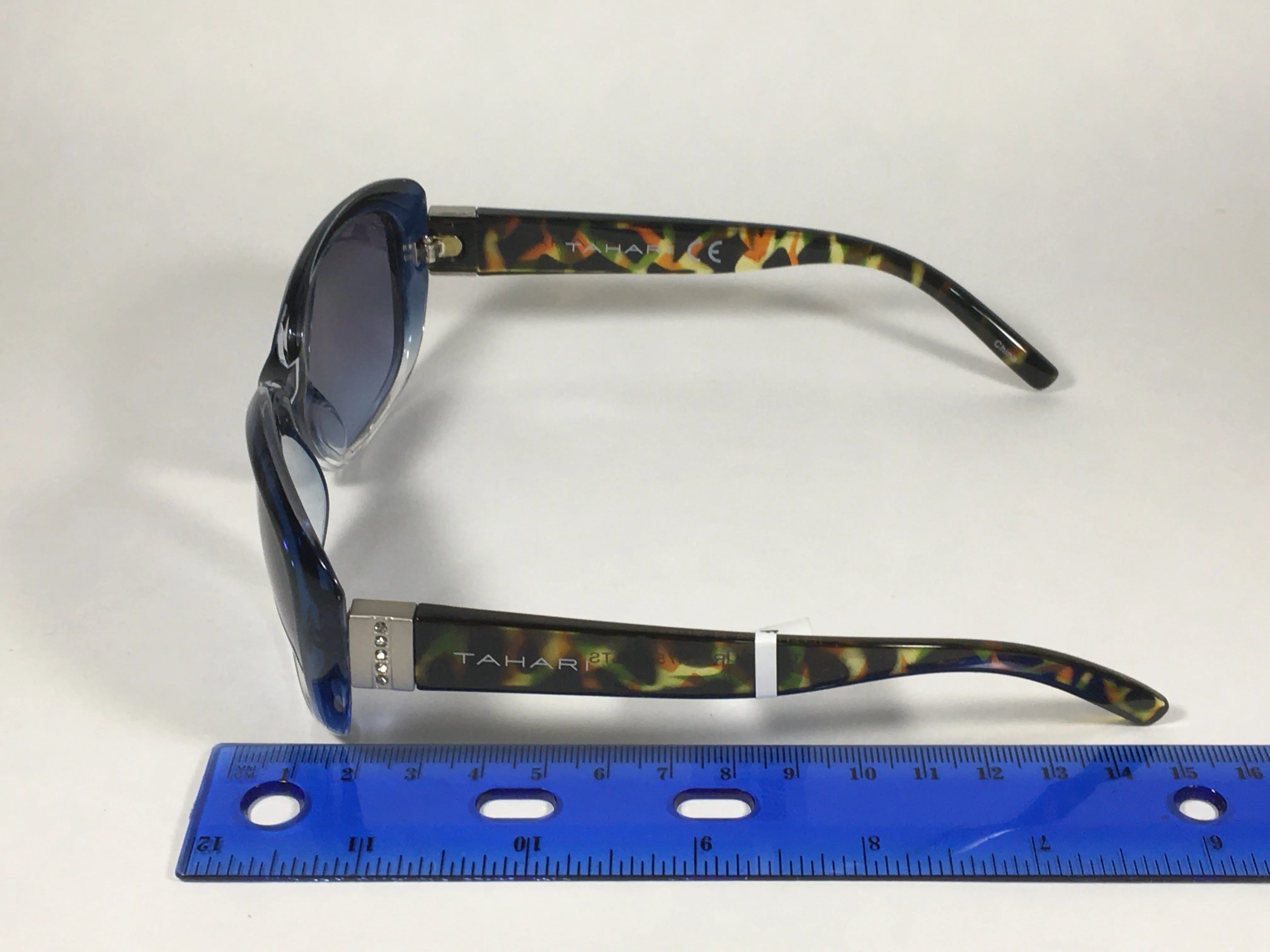 Tahari Oval Sunglasses Blue And Tortoise Frame Blue Lens TH754 BLTS