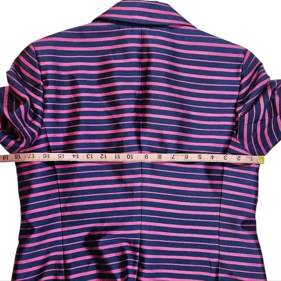 Talbots Grace Fit Silk Blend Blazer Jacket Sz 8 ? Pink Blue Striped Career Work