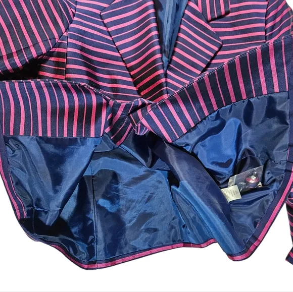 Talbots Grace Fit Silk Blend Blazer Jacket Sz 8 ? Pink Blue Striped Career Work