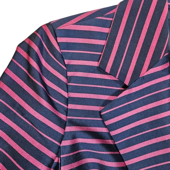 Talbots Grace Fit Silk Blend Blazer Jacket Sz 8 ? Pink Blue Striped Career Work