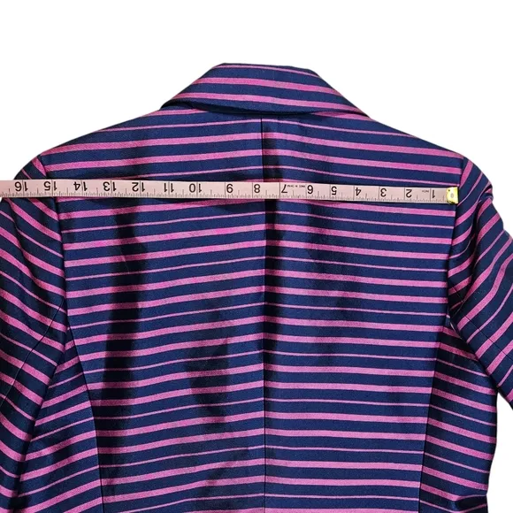 Talbots Grace Fit Silk Blend Blazer Jacket Sz 8 ? Pink Blue Striped Career Work