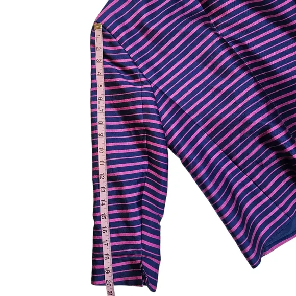 Talbots Grace Fit Silk Blend Blazer Jacket Sz 8 ? Pink Blue Striped Career Work