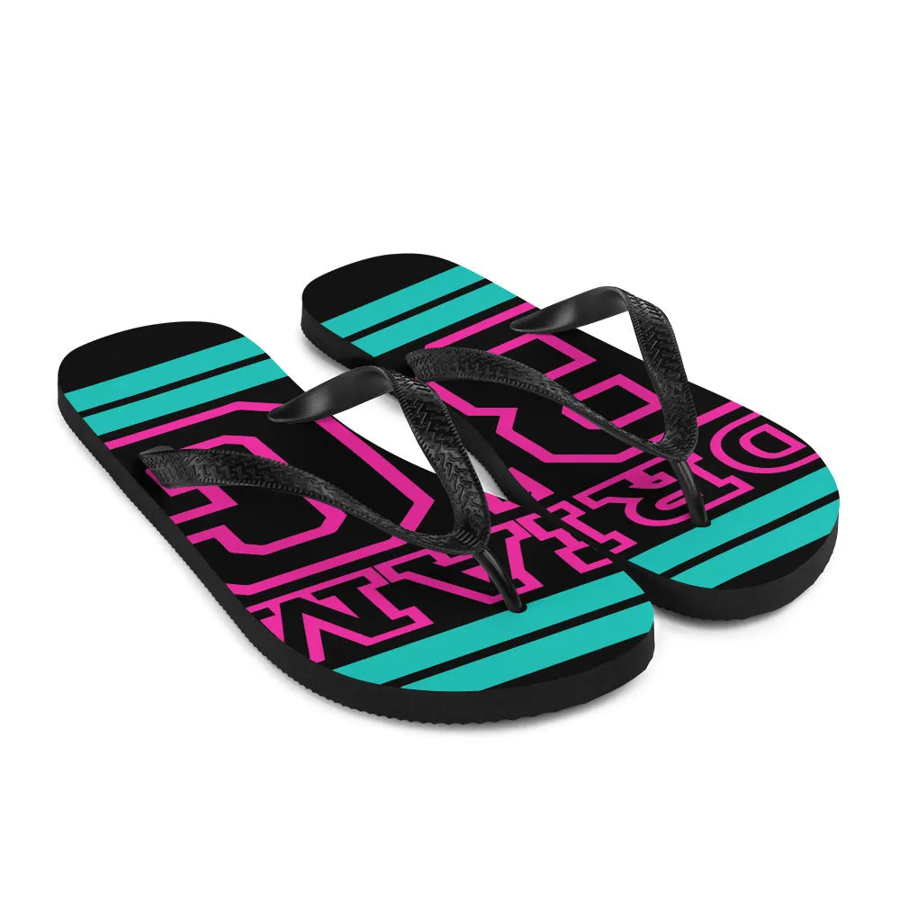 Teal and Pink Dream Big Flip-Flops