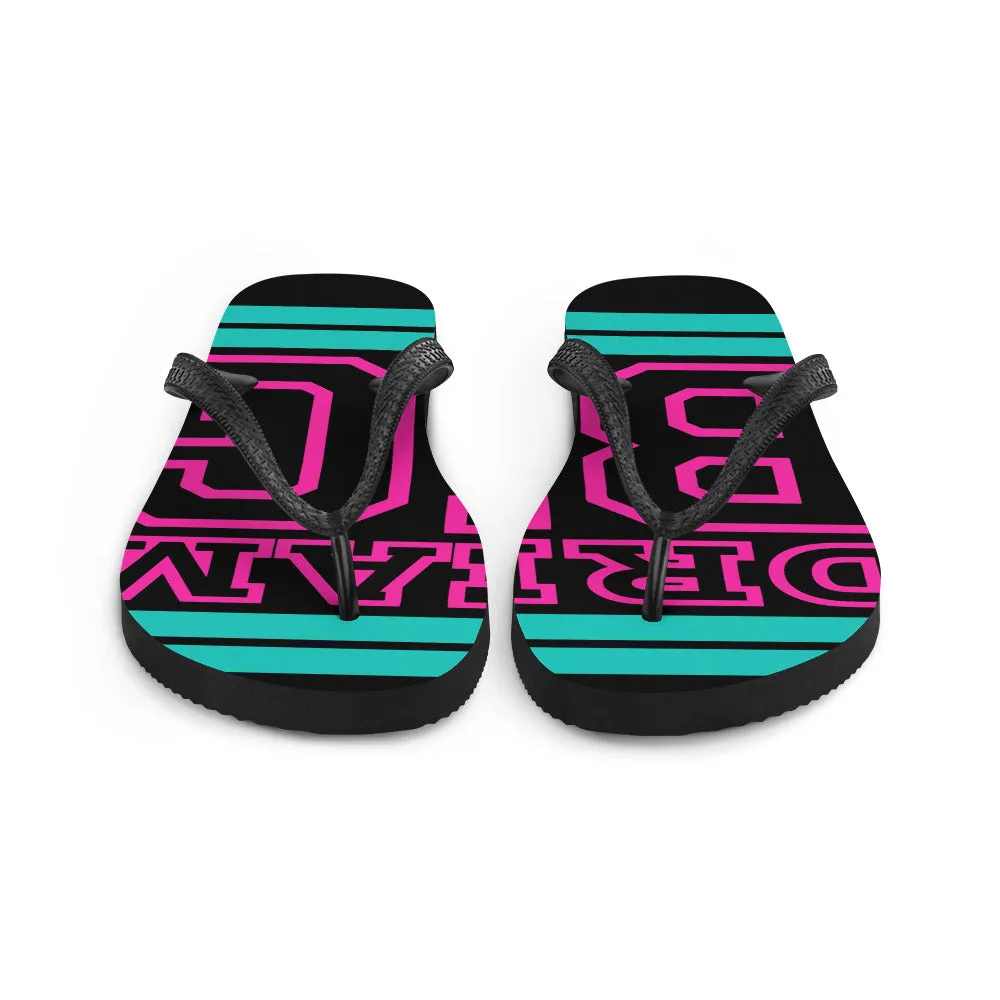 Teal and Pink Dream Big Flip-Flops