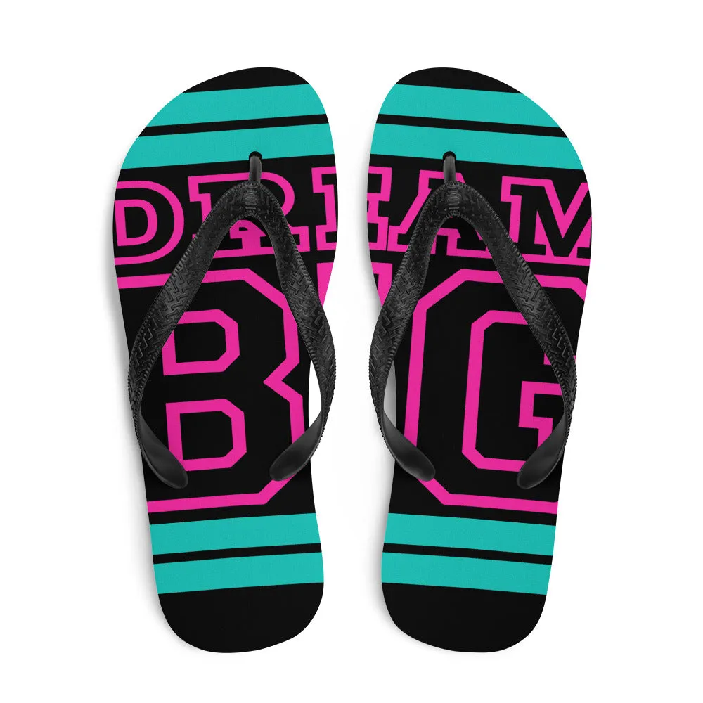 Teal and Pink Dream Big Flip-Flops