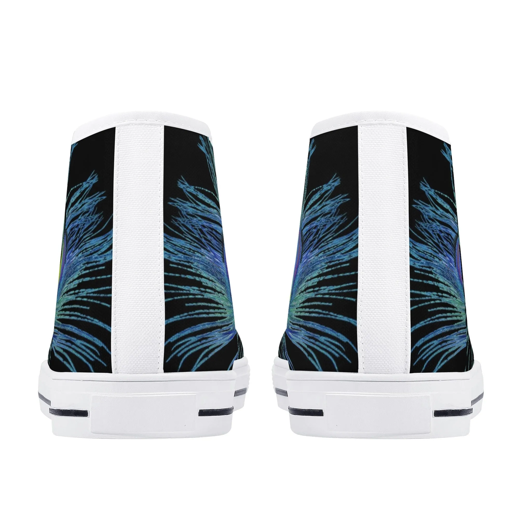Teal Peacock Feather  Womens High Top Canvas Shoes