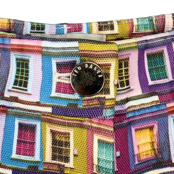 TED BAKER London Prims Window Multicolor Print Cuffed Hem Short Women's Size 2