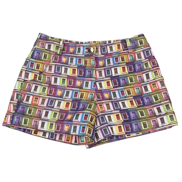 TED BAKER London Prims Window Multicolor Print Cuffed Hem Short Women's Size 2
