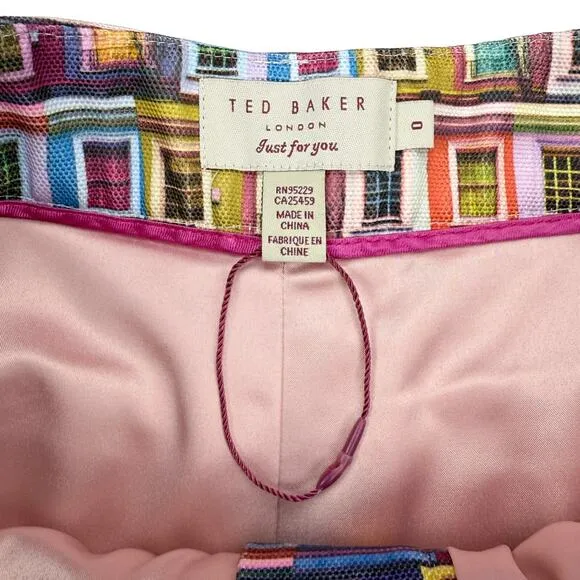 TED BAKER London Prims Window Multicolor Print Cuffed Hem Short Women's Size 2