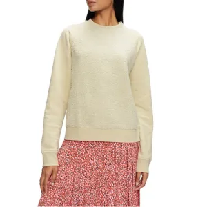 TED BAKER Sadieee Borg Faux Fur Fleece Sweatshirt In Natural Cream Size 10