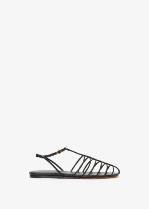 Tee Cage Flat Sandals (Black)