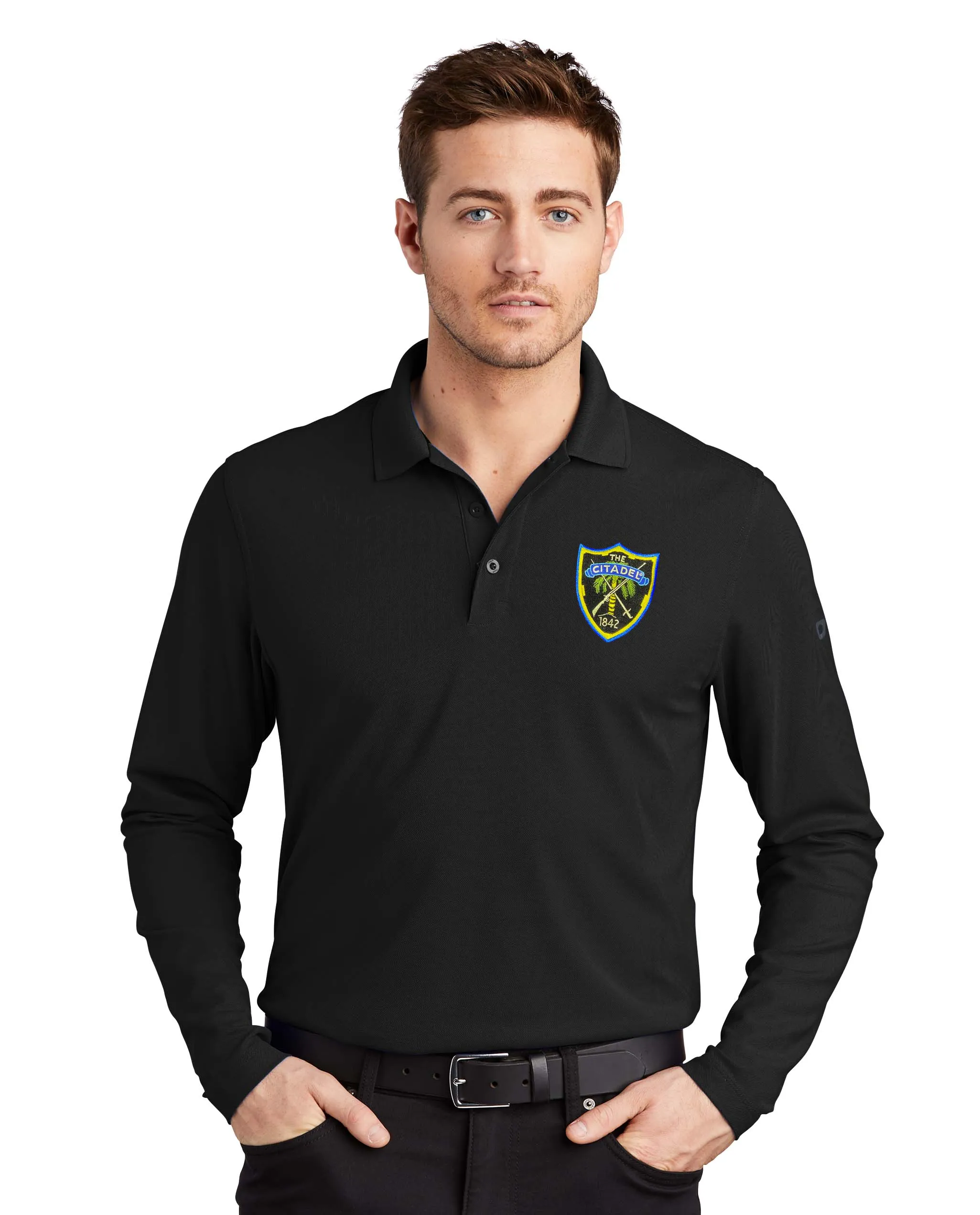 The Citadel Shield OGIO Men's Long Sleeves Embroidery Polo