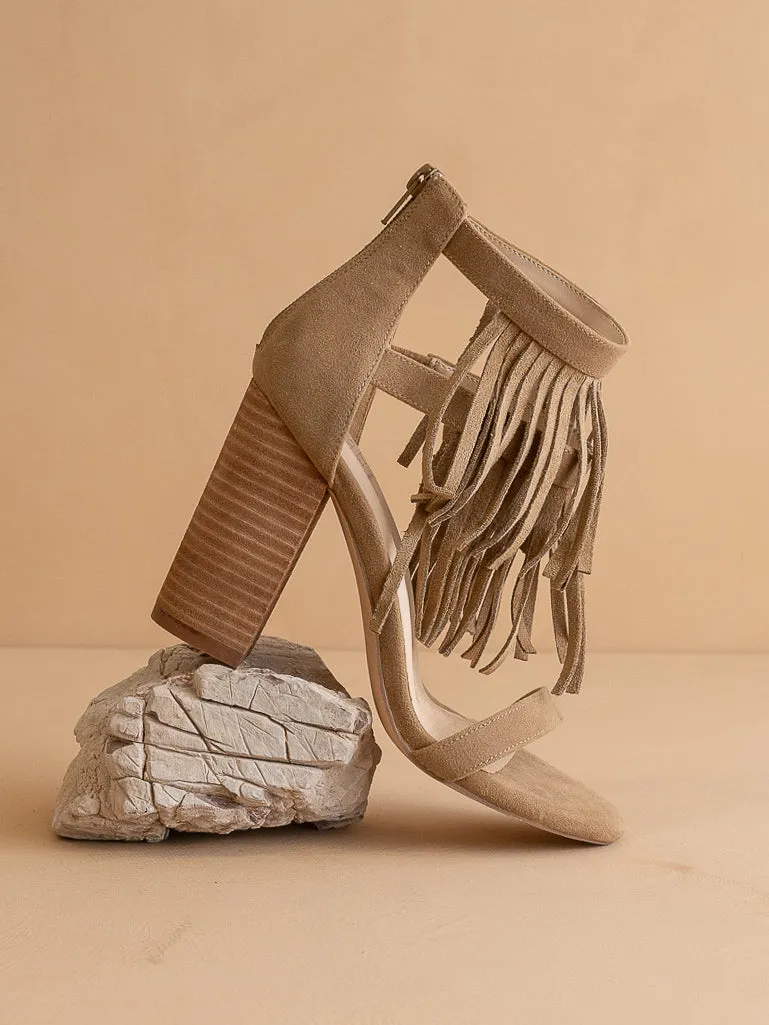 The Gela | Khaki Fringe Framed Heel