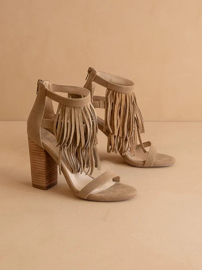 The Gela | Khaki Fringe Framed Heel