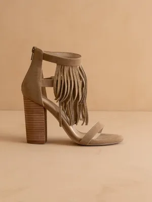 The Gela | Khaki Fringe Framed Heel