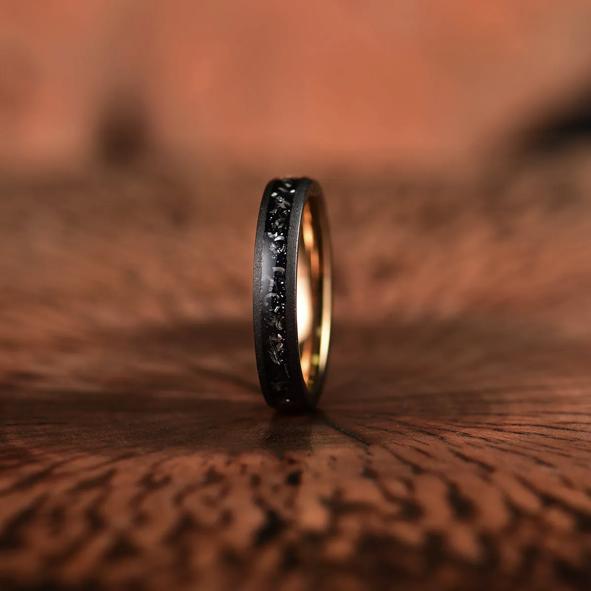 The Gladiator Ring - Rose Tungsten Crushed Meteorite Women's Wedding Band 4MM
