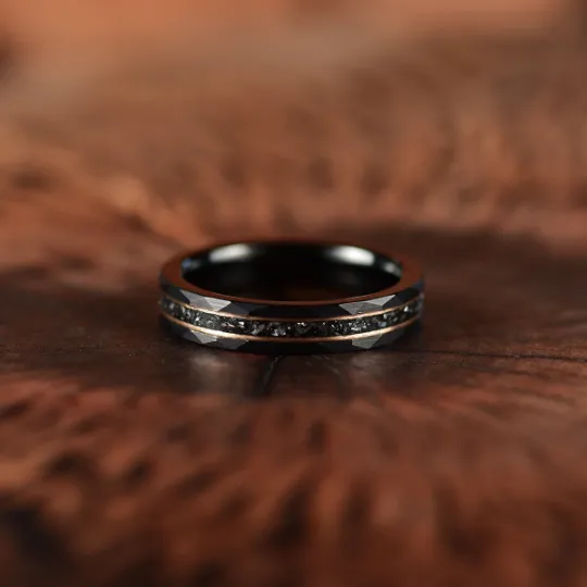 The Goliath Ring - Black Hammered Tungsten Meteorite Men's Wedding Band 4MM