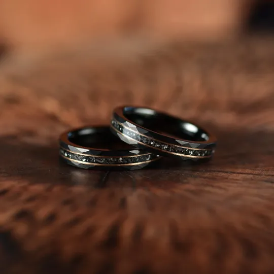 The Goliath Ring - Black Hammered Tungsten Meteorite Men's Wedding Band 4MM