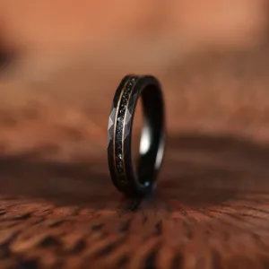 The Goliath Ring - Black Hammered Tungsten Meteorite Men's Wedding Band 4MM