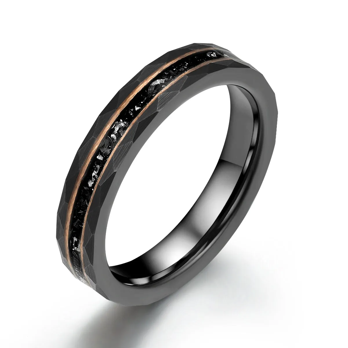 The Goliath Ring - Black Hammered Tungsten Meteorite Men's Wedding Band 4MM