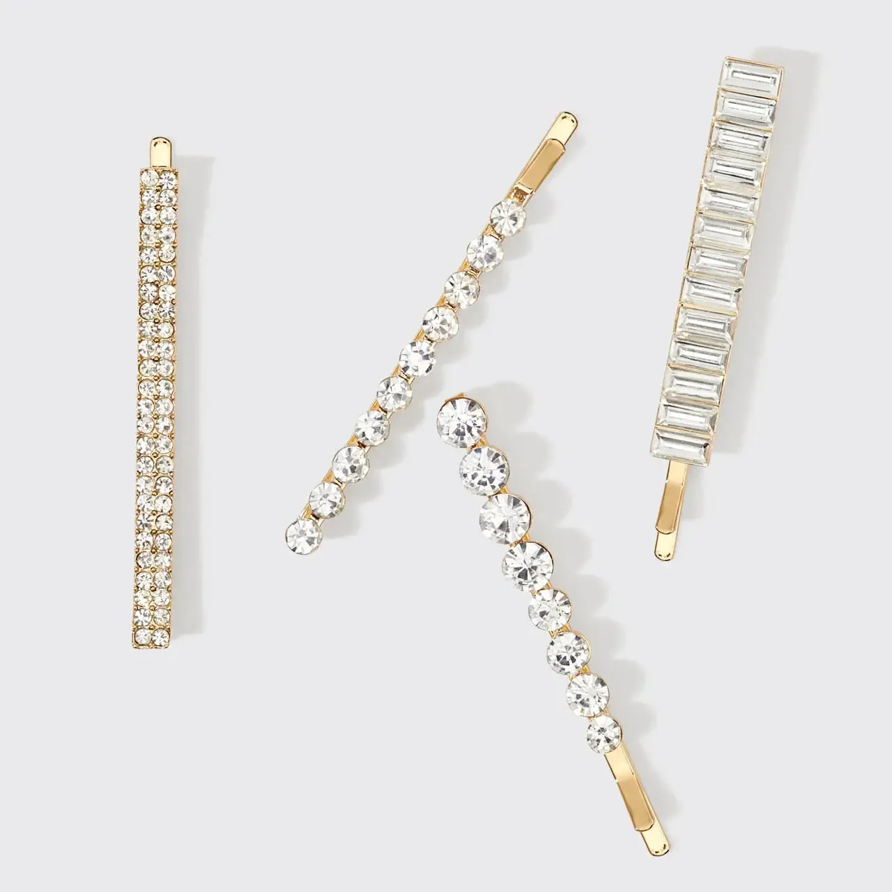The Metal Rhinestone Bobby Pin Set (Set of 4)