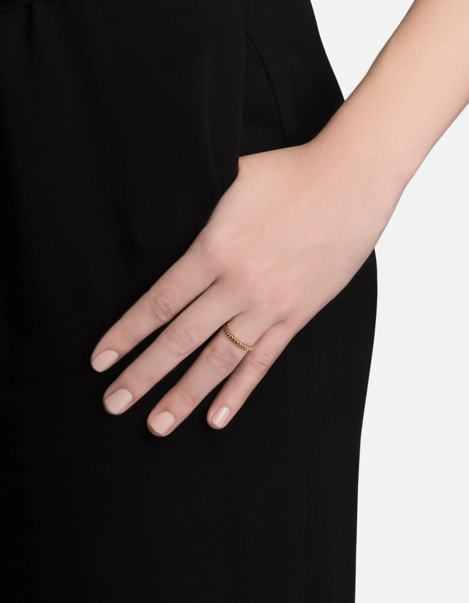 Thin Cuban Link Ring, Gold Vermeil