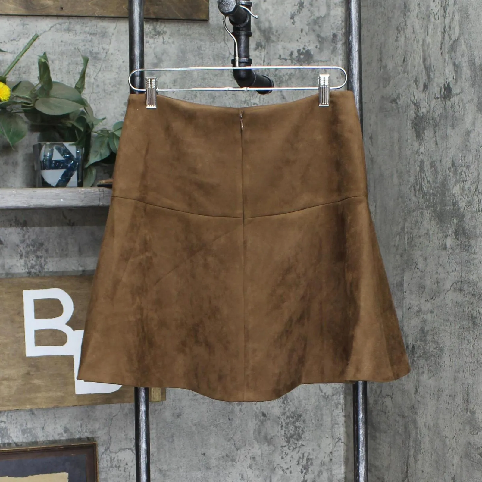Tommy Hilfiger Women's Faux-Suede Fit & Flare Skirt H27S3313 Cognac Brown 6