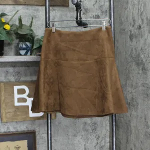 Tommy Hilfiger Women's Faux-Suede Fit & Flare Skirt H27S3313 Cognac Brown 6