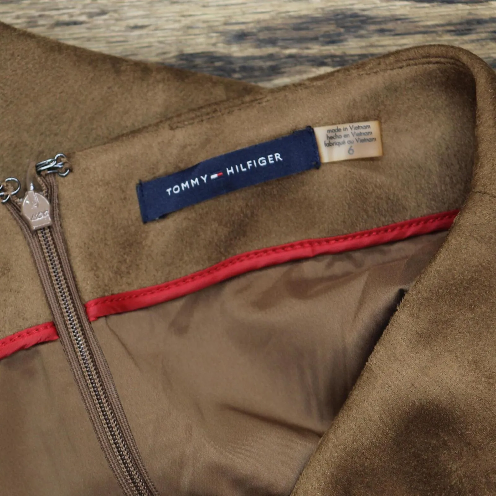 Tommy Hilfiger Women's Faux-Suede Fit & Flare Skirt H27S3313 Cognac Brown 6