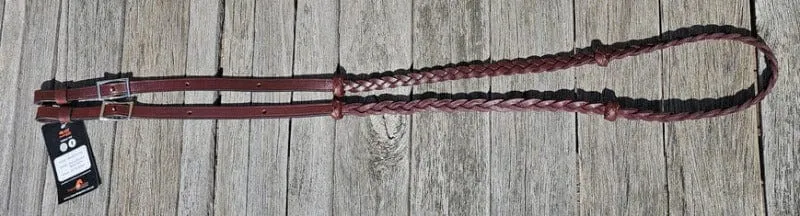 Toprail Equine Reins Leather Plaited Barrel Race