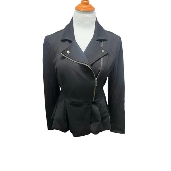 Torrid Women's Black Half Zip Peplum Moto Military Bomber Jacket SIZE 00