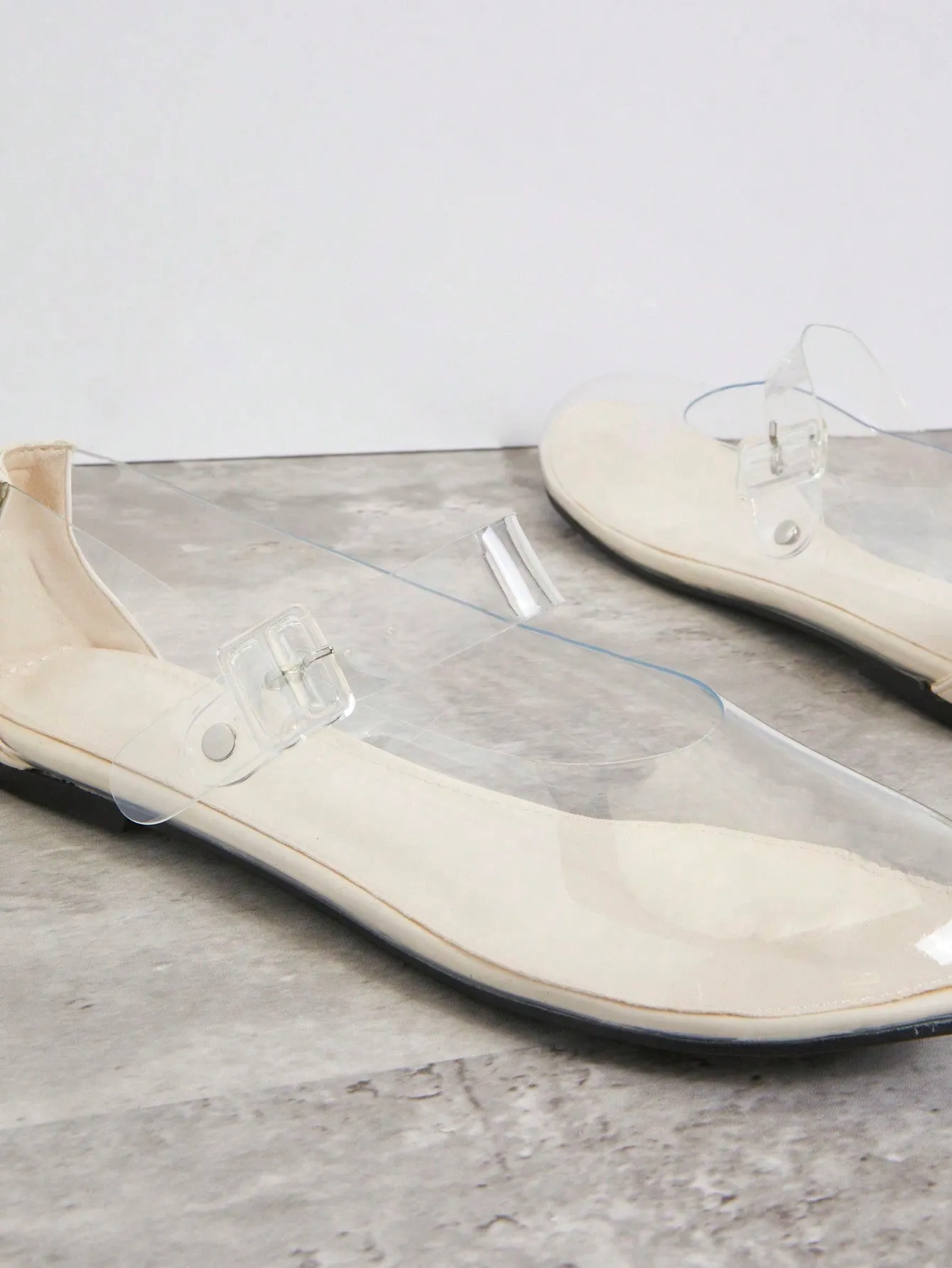 Transparent One Buckle Flat Shoes