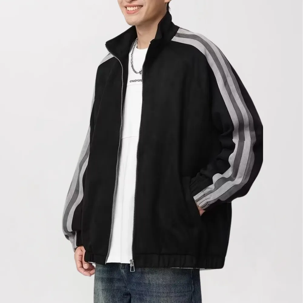 Trendy Suede Sleeve Contrast Jacket