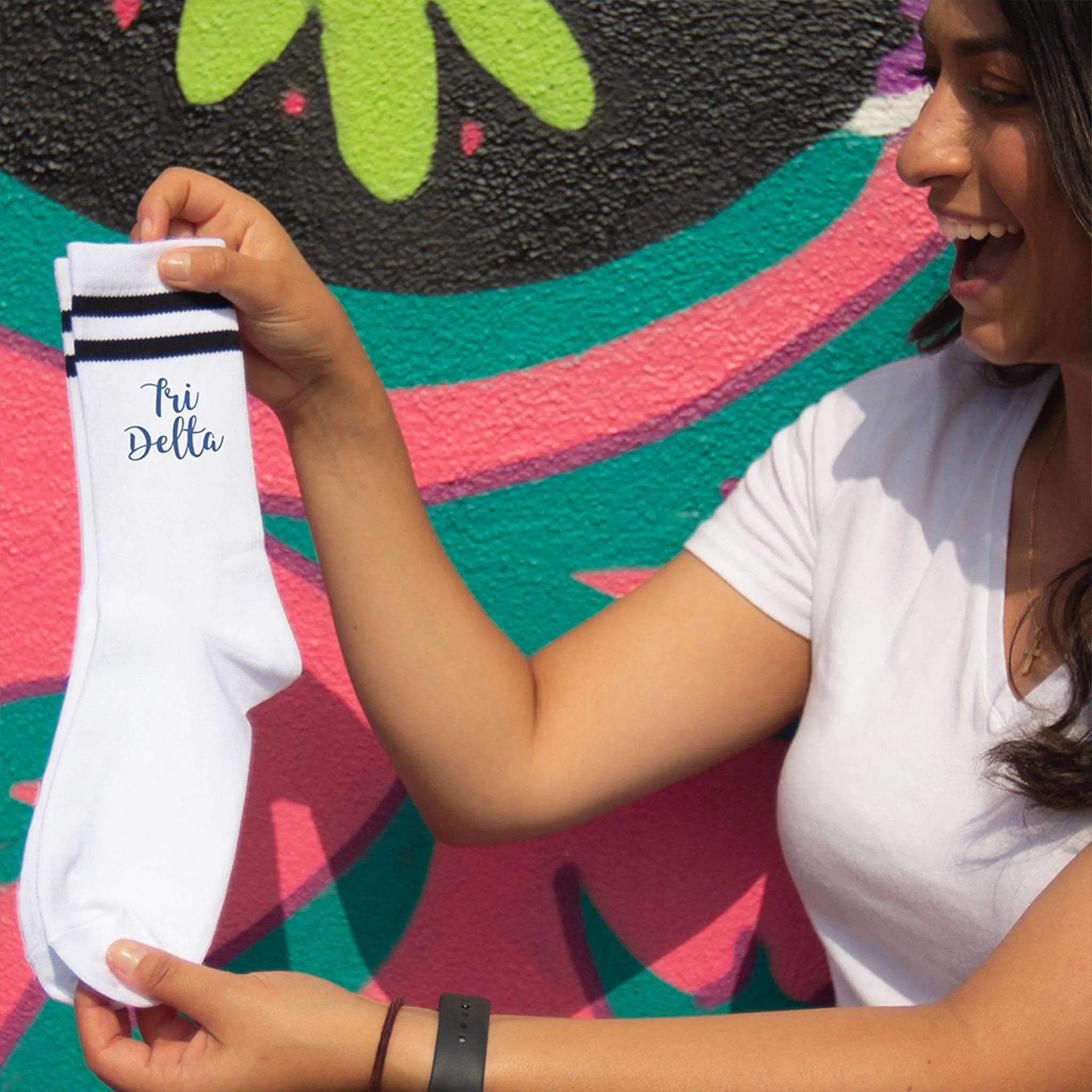 TRI DELTA Striped Sorority Crew Socks