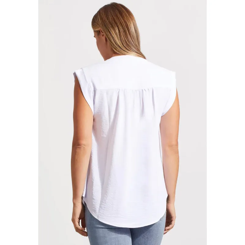 Tribal Cap Sleeve Blouse w/ Frill Detail