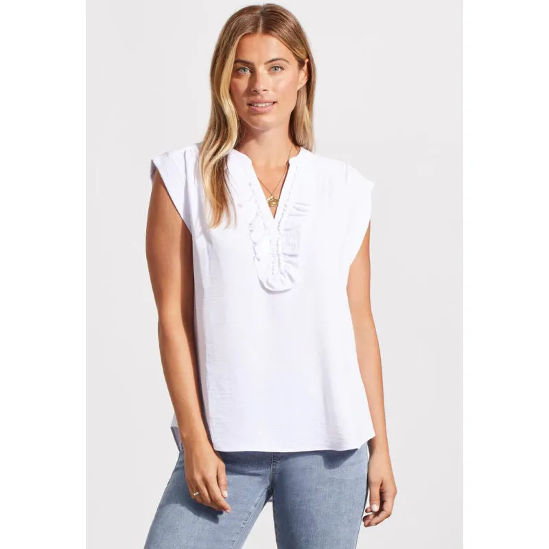 Tribal Cap Sleeve Blouse w/ Frill Detail